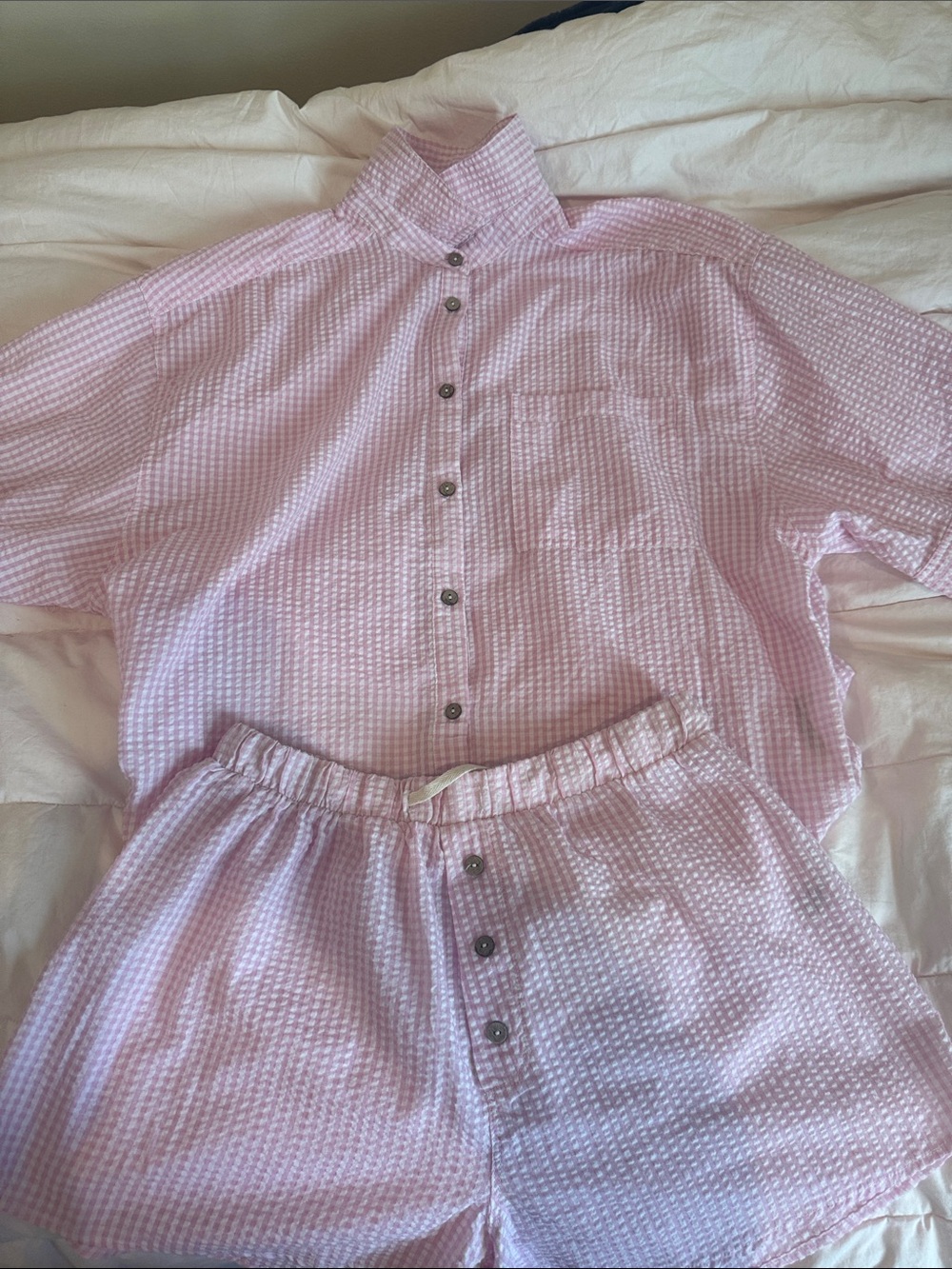 Free People Beach Pink Seersucker Set